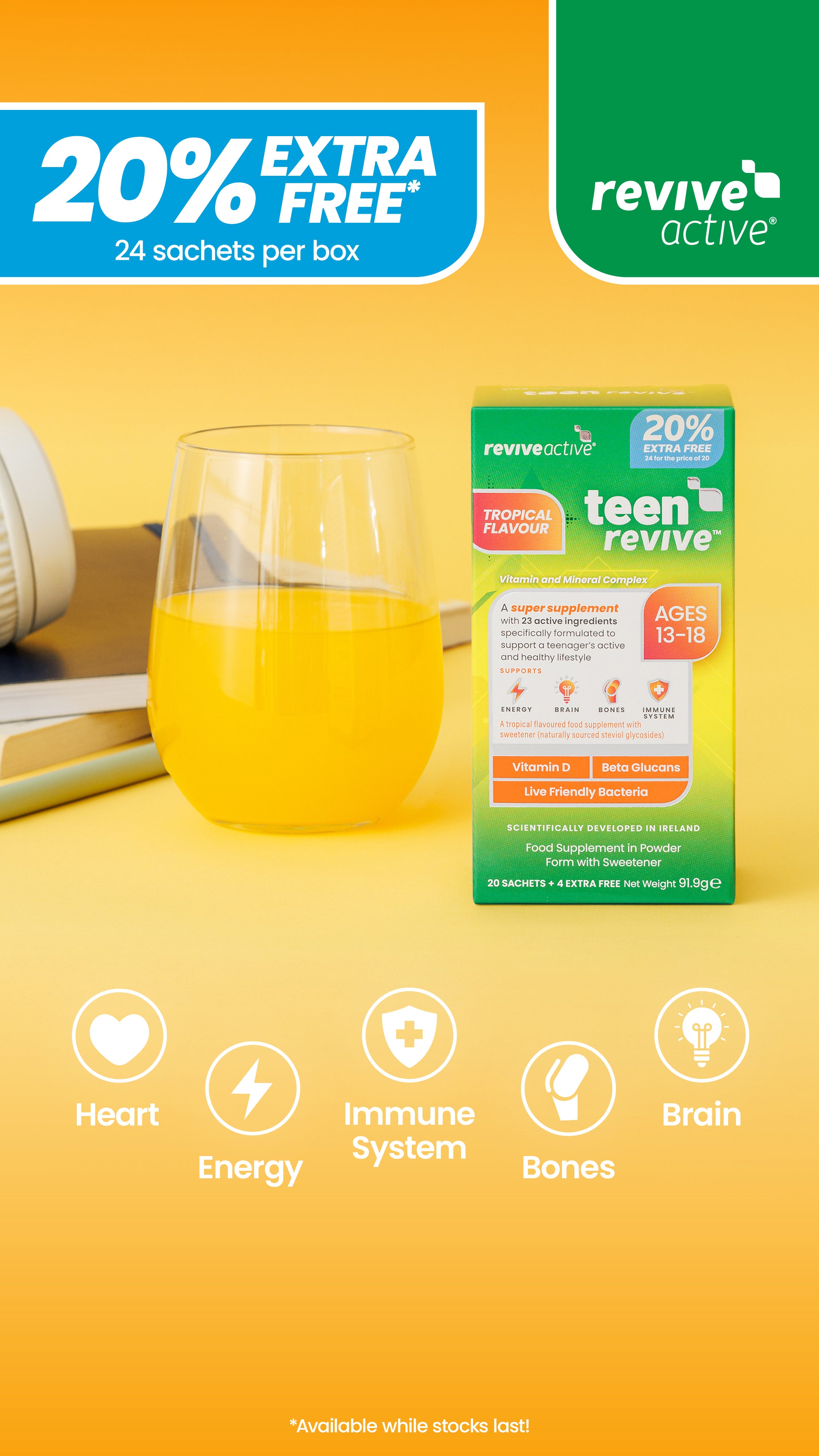 Revive Active Teen Revive Tropical Flavour 20% Extra Free Pack