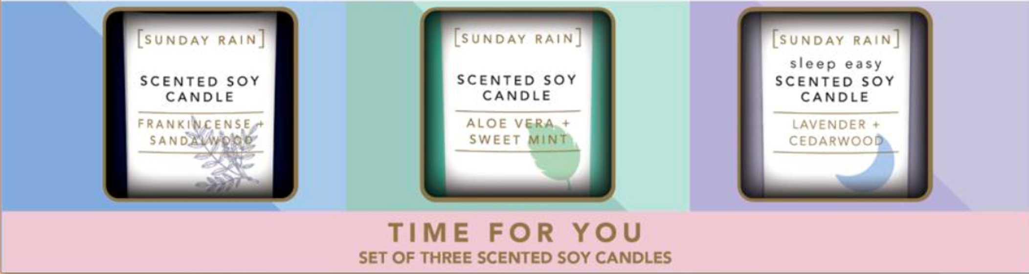 Sunday Rain Mini Scented Candle Trio