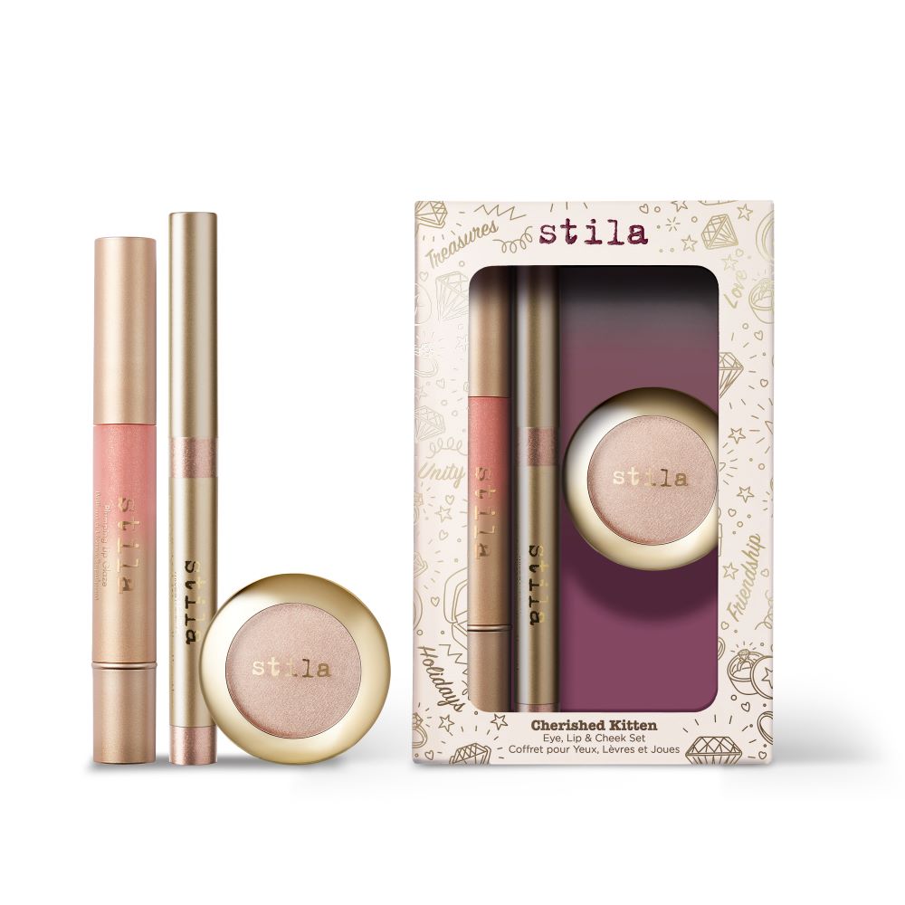 Stila Cherished  Kitten Set - Kitten Eyeshadow, Kitten Trifecta Metallica, Kitten Plumping Lip Glaze